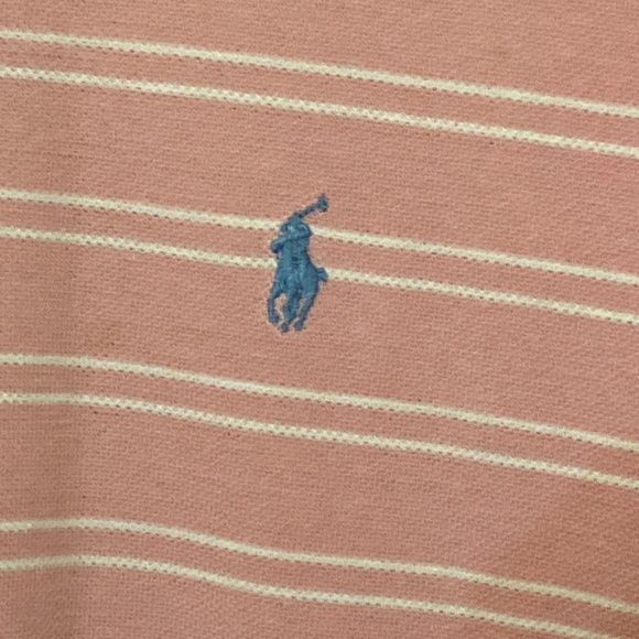 Polo By Ralph Lauren Pink White Stripe Large Short Sleeve Polo shirt - Picture 2 of 3